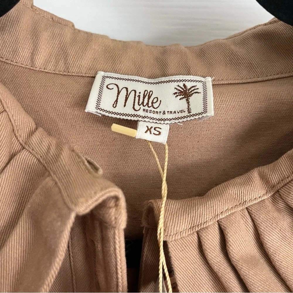 Women’s Camel Trench Coat with Ruffle Cape Detail - Picture 13 of 16